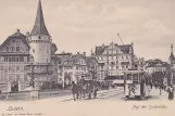 Postkort: Luzern sporvognslinje 1 på Seebrücke (1899)