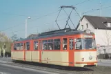 Postkort: Mainz sporvognslinje 51 med ledvogn 222 på Elbestraße (1984)
