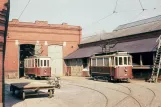 Postkort: Malmø rensevogn 105 foran Elspårvagnshallarna (1961)