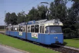 Postkort: München sporvognslinje 13 med ledvogn 2037 ved Hasenberg (1983)