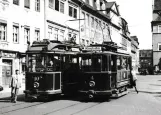 Postkort: Naumburg (Saale) turistlinje 4 med motorvogn 10 på Markt (1950)