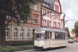 Postkort: Naumburg (Saale) turistlinje 4 med motorvogn 37 på Jägerplatz (2008)