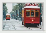 Postkort: New Orleans linje 47 Canal Streetcar med motorvogn 2016 nær Canal / Decatur (2010)