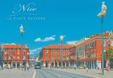 Postkort: Nice sporvognslinje 1 på Place Massena (2008)
