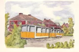 Postkort: Norrköping sporvognslinje 3 på Bergslagsgatan (1944-1946)