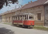 Postkort: Osijek sporvognslinje 2 med motorvogn 14 på Europska avenija (1970)