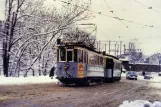 Postkort: Oslo sporvognslinje 19 med motorvogn 126 på Nybrua (1965-1967)