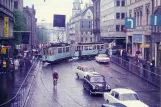 Postkort: Oslo sporvognslinje 5 i krydset Akersgata/Karl Johans gate (1966)