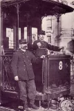 Postkort: Paris sporvognslinje 18 med motorvogn 8 i Paris (1910)