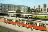 Postkort: Plauen ekstralinje 6 med motorvogn 82 ved Oberer Bahnhof, Stadtpark (1975)