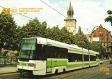 Postkort: Prag sporvognslinje 18 med lavgulvsledvogn 9103 ved Karlovy lázĕ (1996)