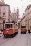 Postkort: Prag sporvognslinje 7 med motorvogn 351 på Štefánikova (1960)