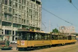 Postkort: Rotterdam sporvognslinje 7 med motorvogn 220 ved Rotterdam Centraal  Stationsplein (1975)