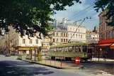 Postkort: Saint-Étienne sporvognslinje T1 med motorvogn 511 på La place du Peuple (1980)