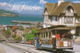 Postkort: San Francisco kabelbane Powell-Hyde med kabelsporvogn 12 på Hyde Street (1988)