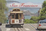 Postkort: San Francisco kabelbane Powell-Hyde med kabelsporvogn 27 nær Russian Hill (2016)