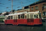Postkort: San Francisco motorvogn 3557 ved remisen United Railroads Geneva Carhouse (1989)