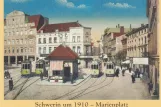 Postkort: Schwerin sporvognslinje 2 ved Marienplatz (1910)