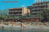 Postkort: Sóller sporvognslinje med motorvogn 2 på Carrer de la Marina (1963)