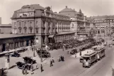 Postkort: Stockholm sporvognslinje 3 foran Centralstationen (1918-1922)