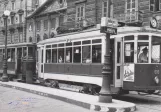 Postkort: Torino sporvognslinje 8 med motorvogn 616 på Piazza Solferino (1945-1949)