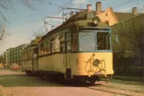 Postkort: Trondheim sporvognslinje 9, Gråkallbanen med motorvogn 5 på Kongens gate (1966)