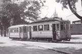 Postkort: Ulm sporvognslinje 1 med motorvogn 16 ved Staufenring (1952)