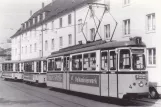 Postkort: Ulm sporvognslinje 1 med motorvogn 4 ved Söflingen (1957)