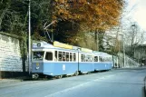 Postkort: Zürich sporvognslinje 11 med ledvogn 1802 på Kreuzbühlstrasse (1979)