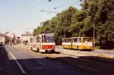 Potsdam sporvognslinje 95 med ledvogn 023 på Platz der Einheit (1990)
