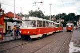 Prag sporvognslinje 18 med motorvogn 7093 ved Malostranská (2001)