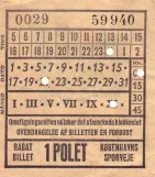 Rabatbillet til Københavns Sporveje (KS), forsiden 1 POLET (1965-1968)