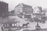 Receptkuvert: København Blegdamslinien med hestesporvogn 20 på Trianglen (1885-1887)