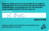 Rejsekort til Storstockholms Lokaltrafik (SL), bagsiden (2009)