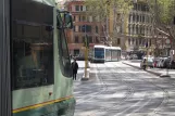 Rom sporvognslinje 8 med lavgulvsledvogn 9106 på Trastevere (2010)