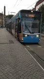 Rostock sporvognslinje 1 med lavgulvsledvogn 608 ved Doberaner Platz (2022)