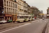 Saint-Étienne sporvognslinje T1 med ledvogn 554 på Place Carnot (1981)