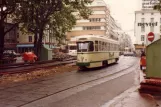 Saint-Étienne sporvognslinje T1 med motorvogn 528 på Peuple Gambetta (1981)