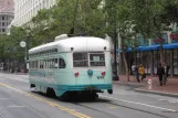 San Francisco motorvogn 1076 på Market Street, set bagfra (2010)
