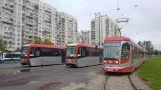Sankt Petersborg sporvognslinje 6 med motorvogn 3503 ved Korablestroiteley (2017)