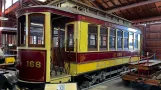 Santa Clara motorvogn 168 inde i remisen Trolley Barn (2022)