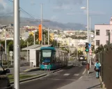Santa Cruz de Tenerife sporvognslinje 2 med lavgulvsledvogn 07 ved Tíncer (2017)