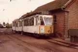 Schepdaal motorvogn 4550 foran remisen Buurtspoorwegmuseum Schepdaal (1981)
