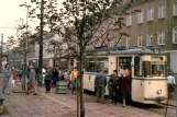 Schwerin sporvognslinje 1 med motorvogn 35 ved Hauptbahnhof (1987)