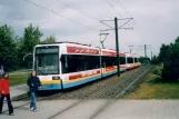 Schwerin sporvognslinje 2 med lavgulvsledvogn 810 ved Gartenstadt (2004)