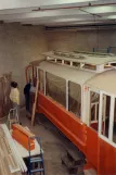 Skjoldenæsholm motorvogn 12 under restaurering Odense, set oppefra (1990)
