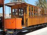Sóller sporvognslinje med åben bivogn 5 på Carrer de la Marina (2013)