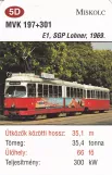 Spillekort: Miskolc sporvognslinje 2V med ledvogn 197 (2014)