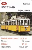 Spillekort: Szeged sporvognslinje 1 med motorvogn 313 (2014)
