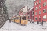 Tegning: Aarhus sporvognslinje 1 med motorvogn 56 på Trøjborgvej (1943-1944)
